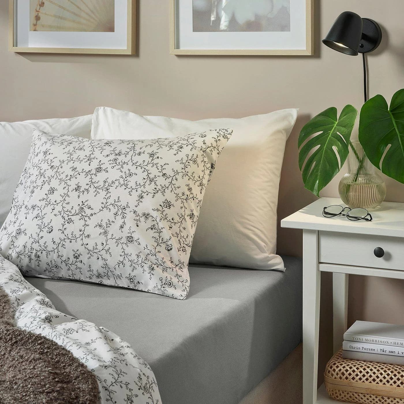 IKEA VÅRVIAL Spannbettlaken Grau Jersey Baumwolle