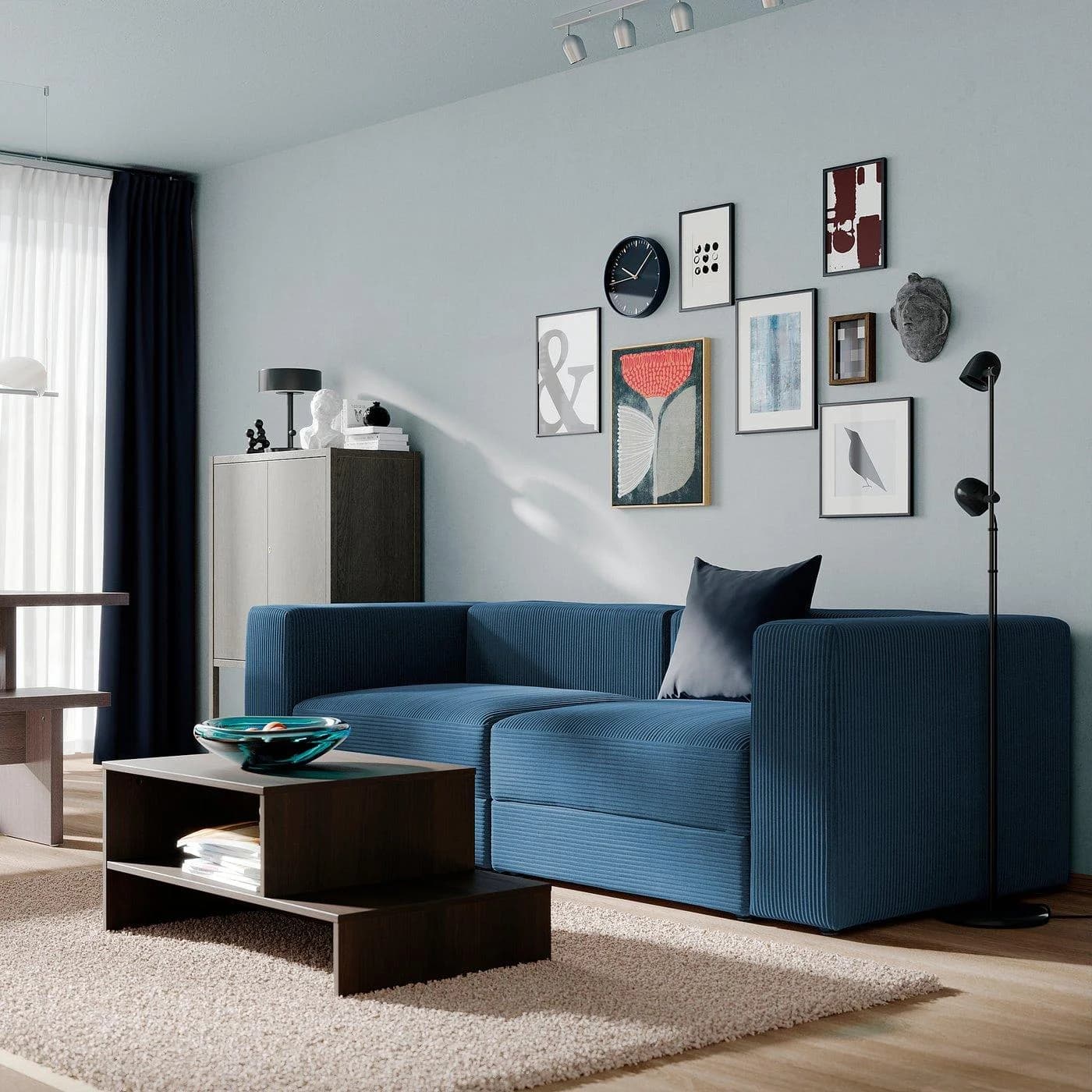 IKEA JÄTTEBO 3er-Sitzelement Dunkelblau Samsala