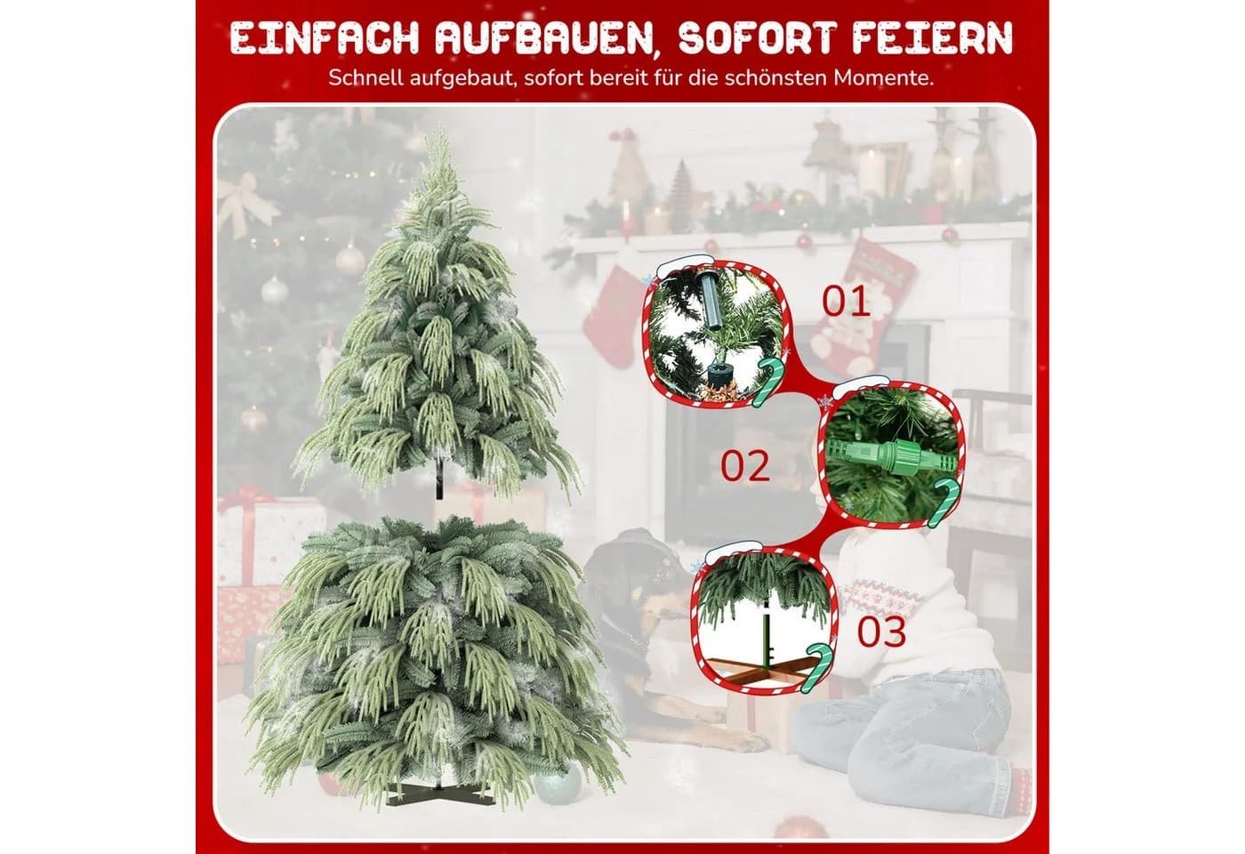 Ferghana Künstlicher Weihnachtsbaum 150/180/210/250cm mit LED-Beleuchtung