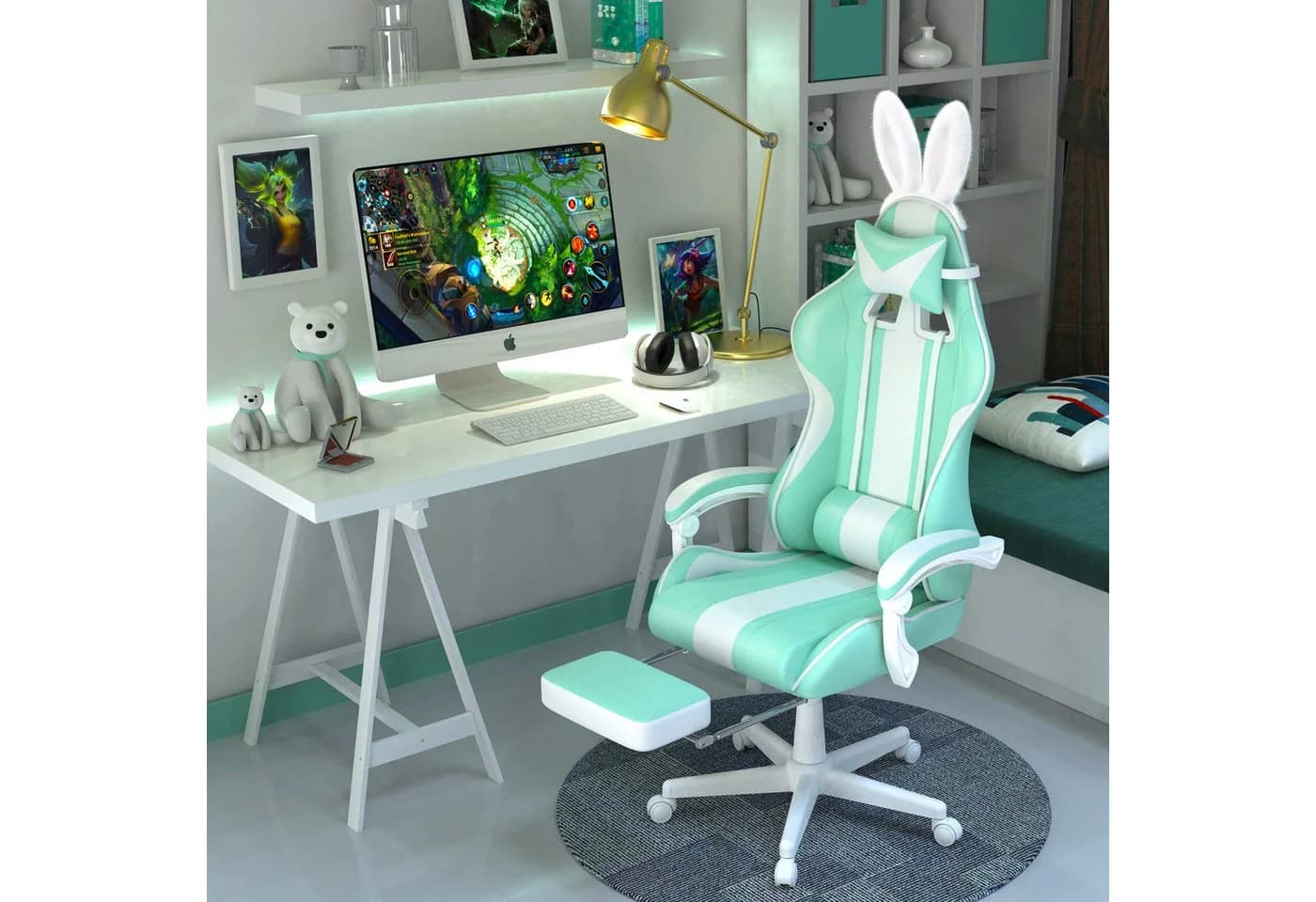 Ferghana Gaming Chair mit Fußstütze und verstellbarer Kopfstütze