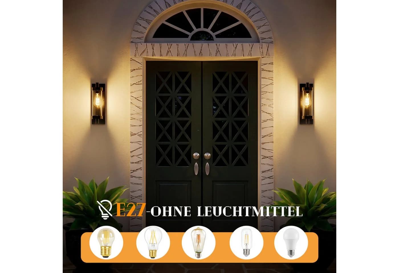 Nettlife Außen-Wandleuchte Schwarz E27 Aluminium