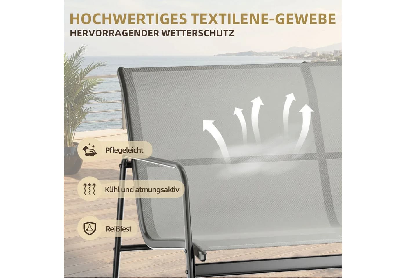 Gywowken Gartenlounge-Set 4-tlg. Dunkelgrau Stahl & Glas