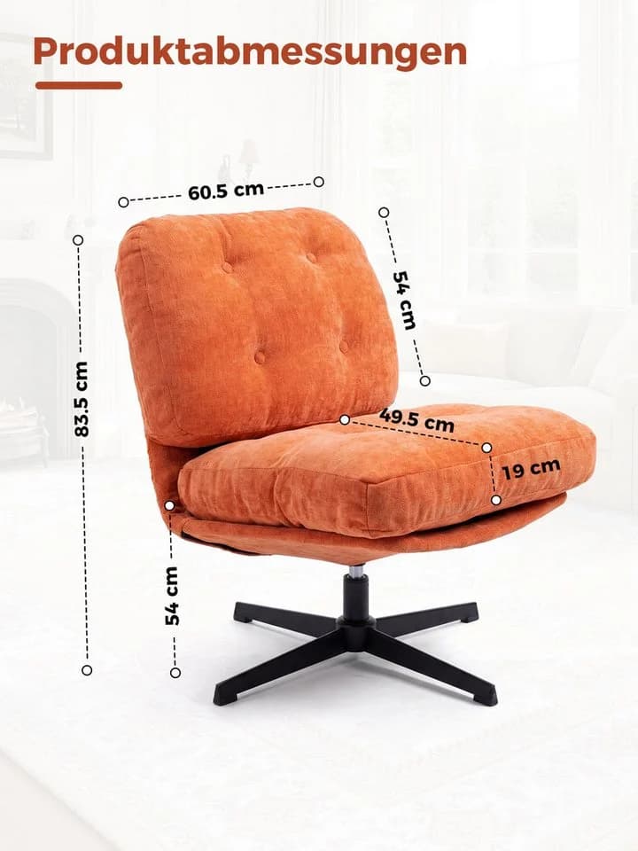 FiveWillowise Relaxsessel 360° drehbar Chenille Orange