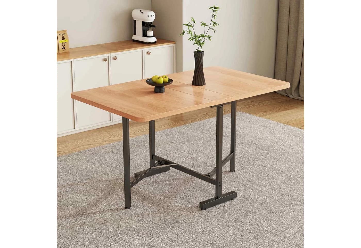 BBWL Ausziehbarer Klapptisch Natürliche Holzoptik Modern
