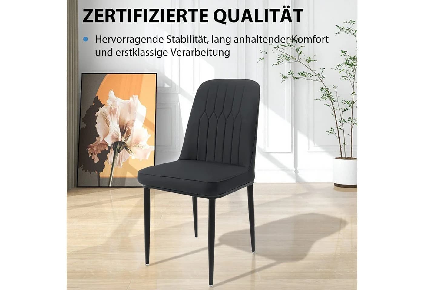 Durrafy Esszimmerstuhl Schwarz Samt Metallbeine Ergonomisch