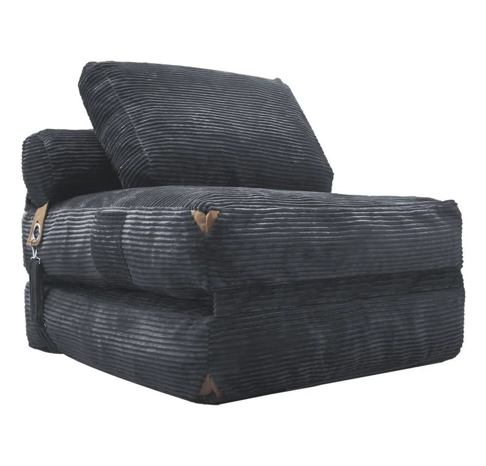 BBG Loungesofa Schlafsessel 1-Sitzer Grau mit Seitentaschen
