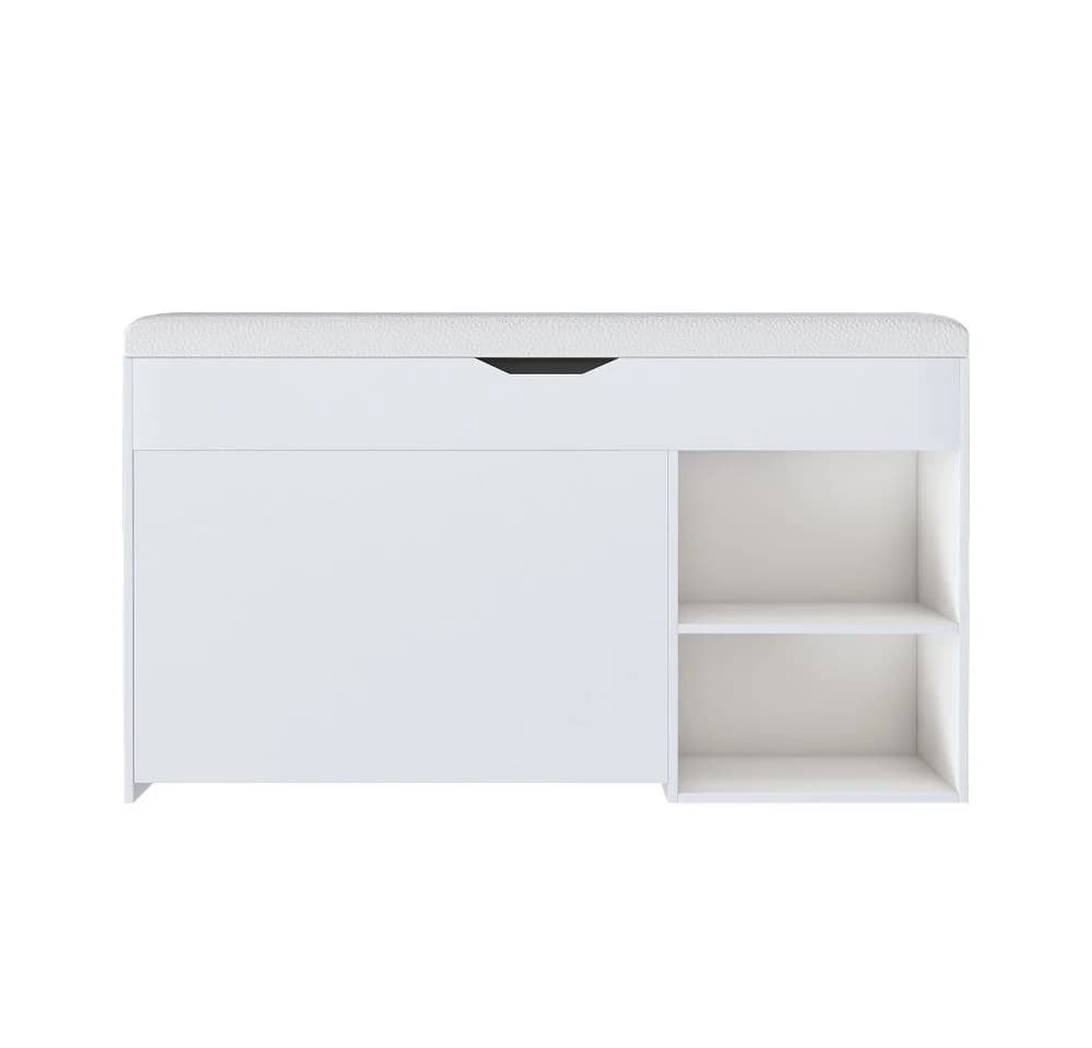 BBWL Schuhbank 100cm mit Stauraum und Sitzkissen Weiß