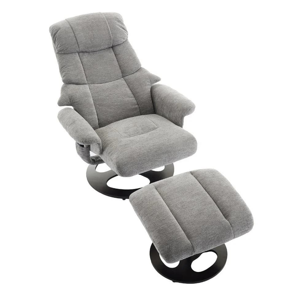 BBWL Massagesessel Grau mit Liegefunktion, Massage, Wärmefunktion & Hocker