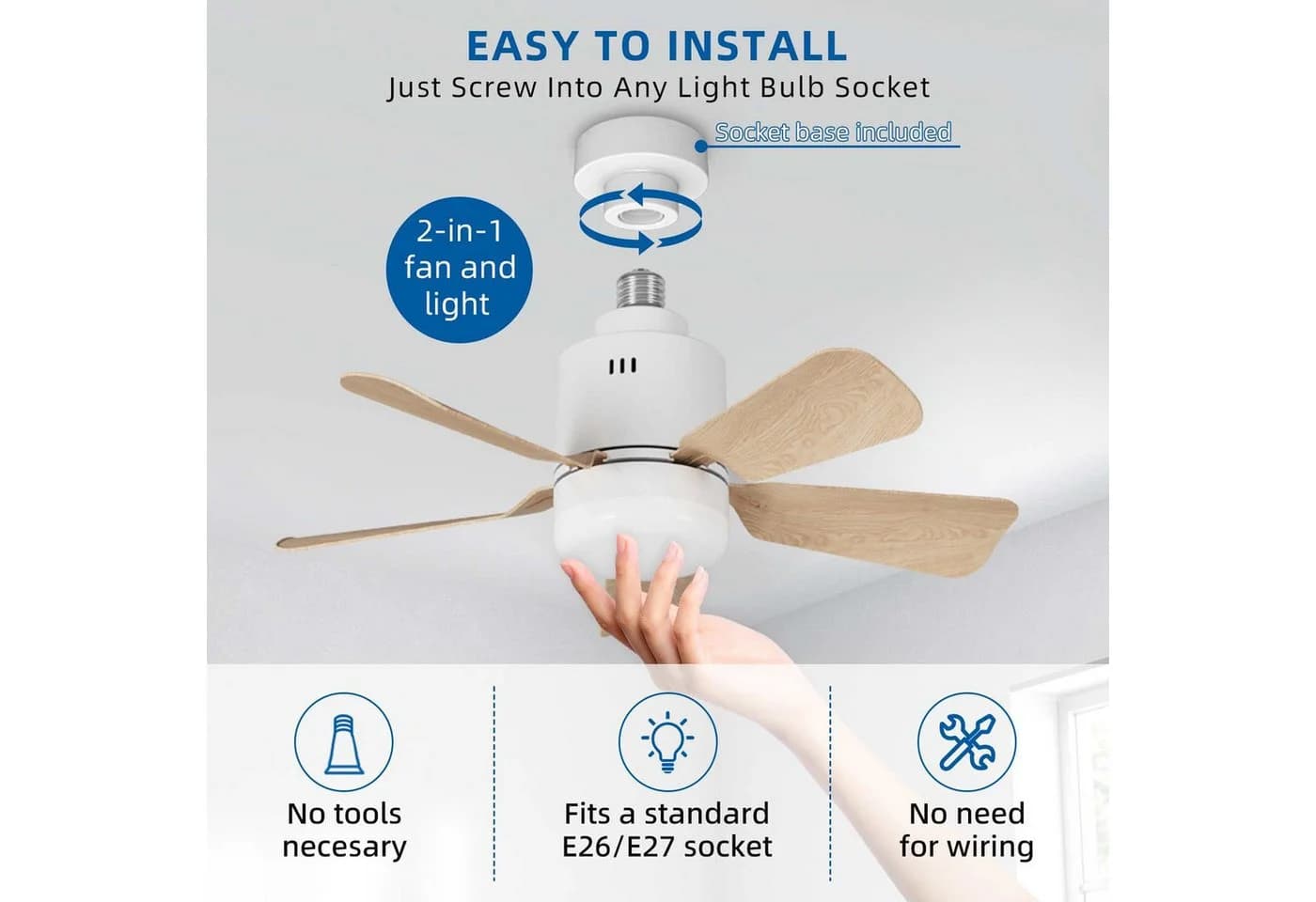 BBWL Deckenventilator mit LED Kugellicht & Fernbedienung