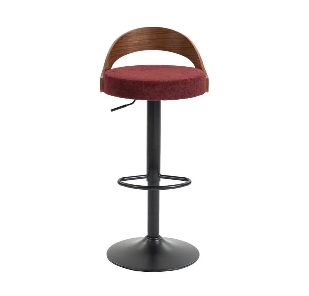 BBWL Barhocker 2er Set mit Rückenlehne Walnussoptik und PU Leder Sitz