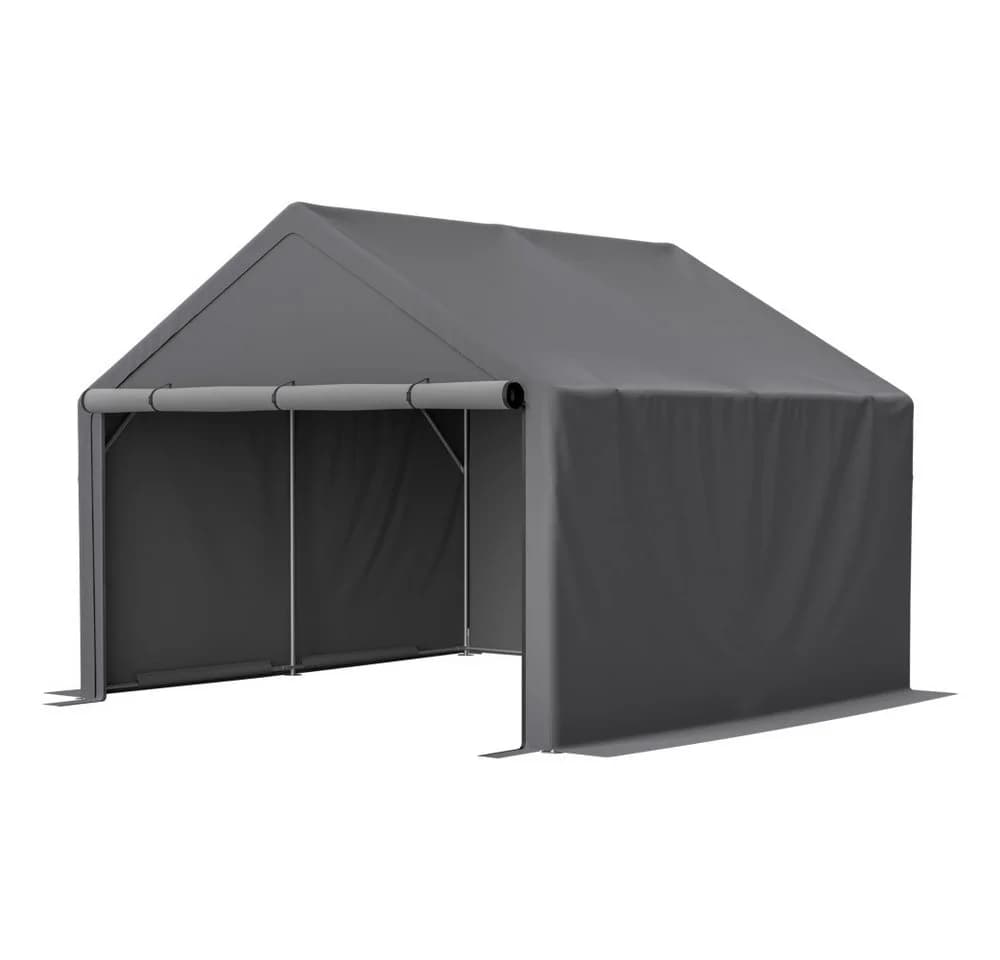 BBWL Gerätehaus 305x396x233 cm wasserdicht Stahlrahmen Dunkelgrau
