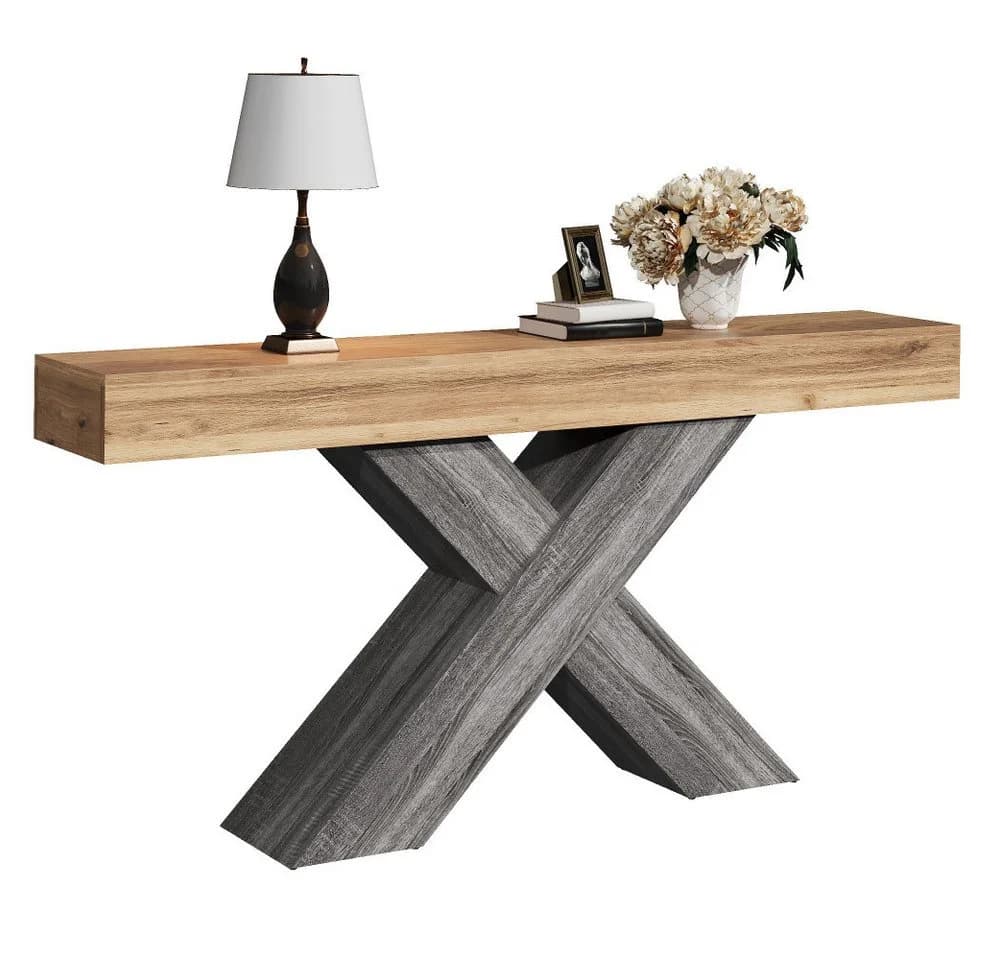 BBWL Konsolentisch X-Beine Braun Holzoptik