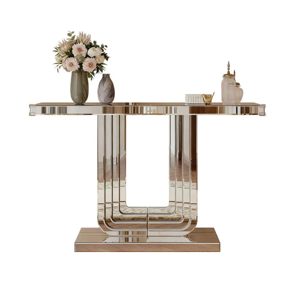 BBWL Konsolentisch Silber-Optik Spiegel U-Form Basis