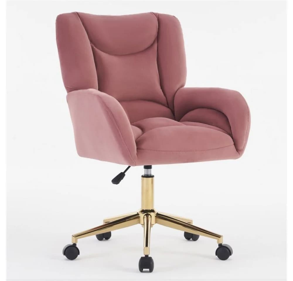 OKWISH Velvet Drehstuhl Rosa Gold Höhenverstellbar