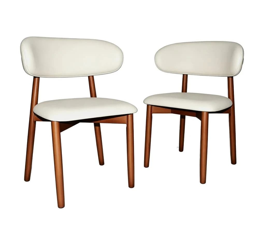 BBWL Esszimmerstuhl Massivholz Set 2er Braun PU-Sitz