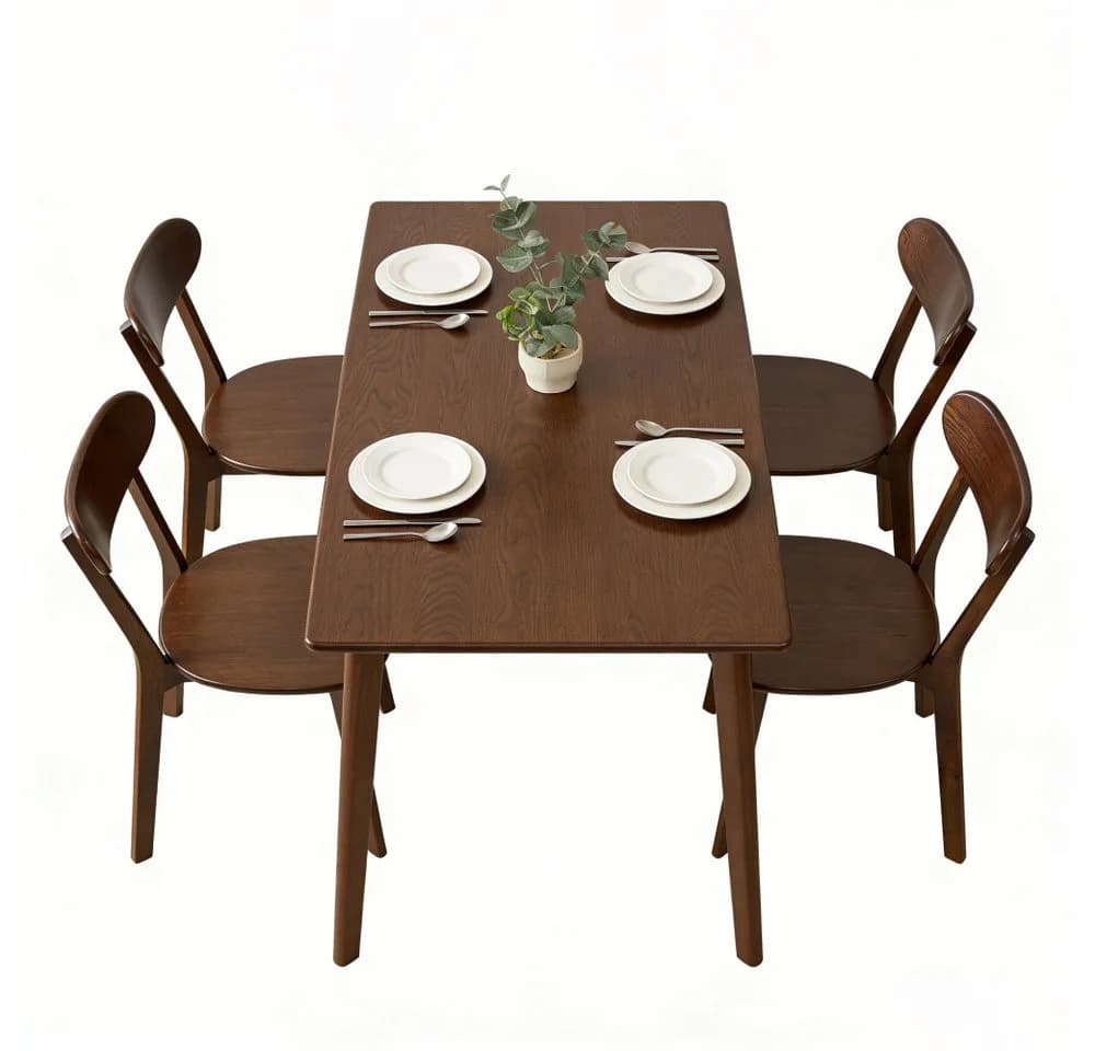 BBWL Esszimmerstuhl 2er Set Massivholz Mid-Century Walnuss