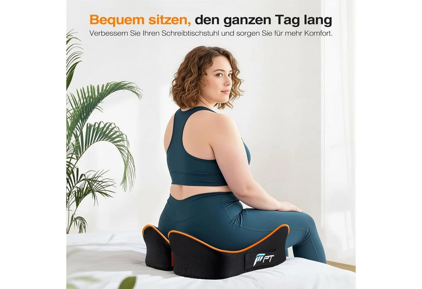 POPOLIC Sitzkissen Memory Schaum rutschfest orange/schwarz