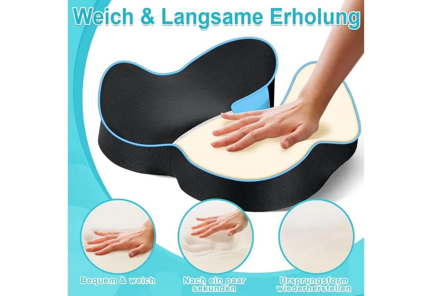 Ophy Sitzkissen Ergonomisch Memory-Schaum Blau