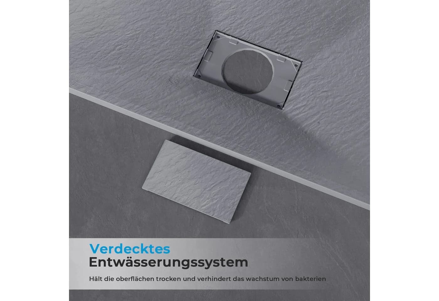 MEYKOERS Duschwanne Steinoptik Rutschfest Extraflach SMC