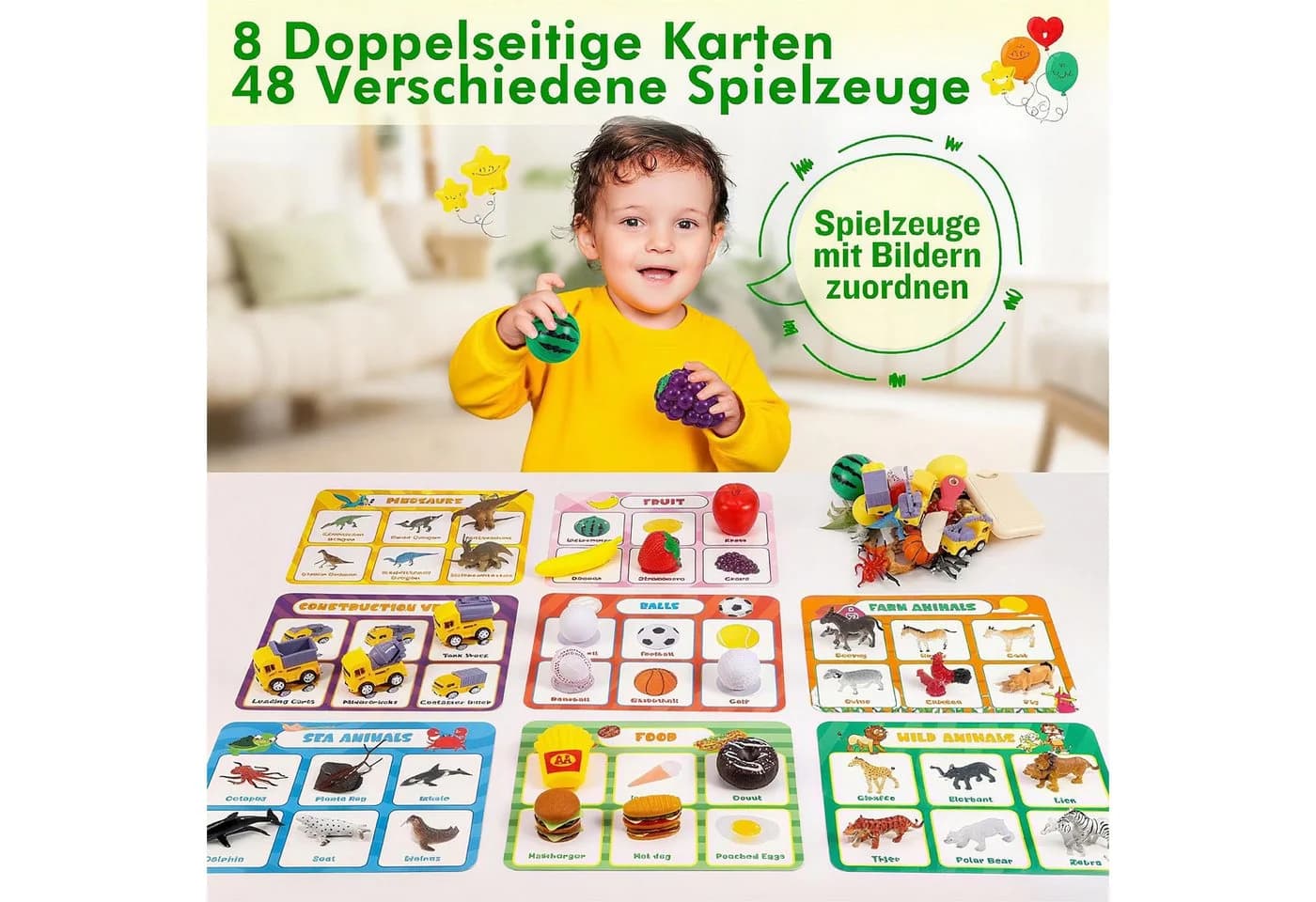 Ophy Montessori Lernspielzeug Sortierspielzeug 50+ Teile Bunt