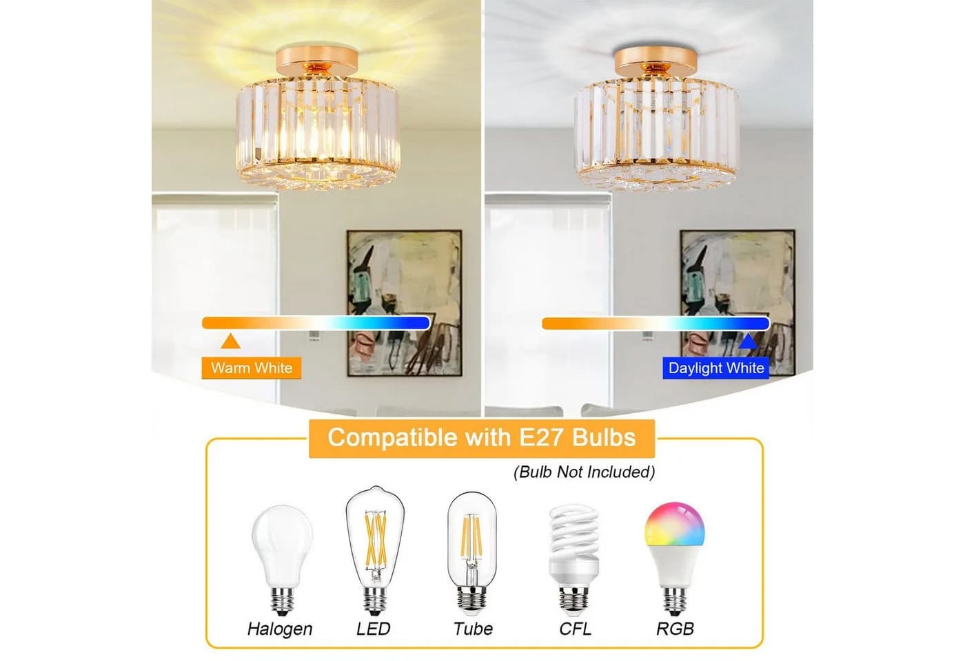 Ophy LED Deckenleuchte Kristall-Kronleuchter Gold E27