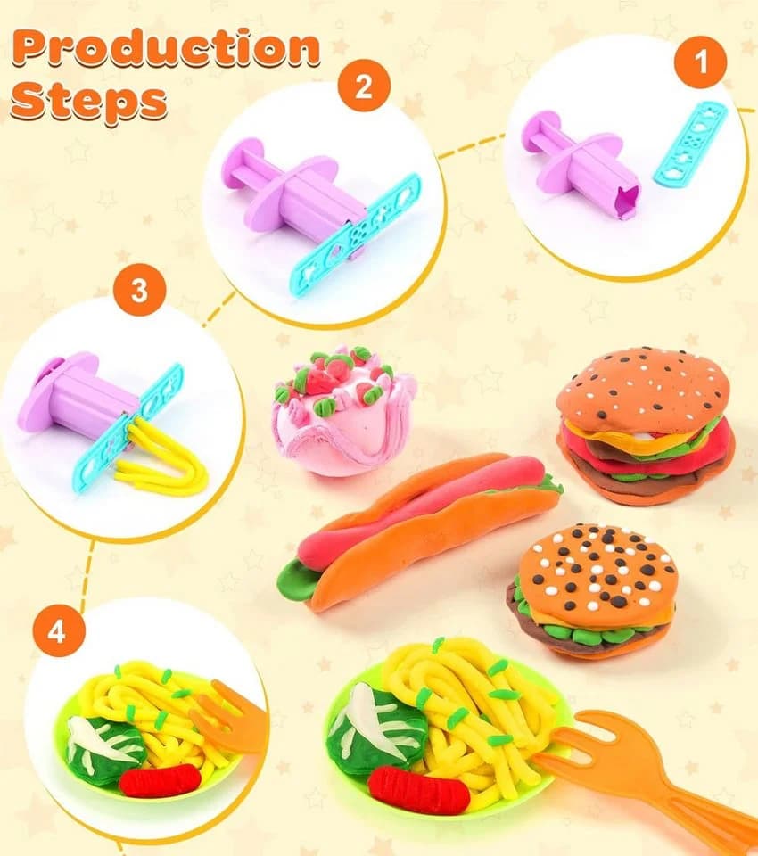 Ophy 48-teiliges Knete Zubehör Set mit Hamburger-Maker & Dinosaurierformen