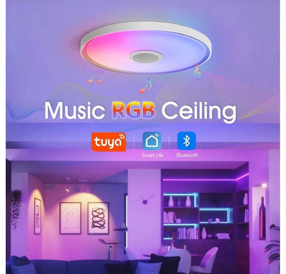 Ophy LED Deckenleuchte mit RGB, Bluetooth-Lautsprecher & Fernbedienung