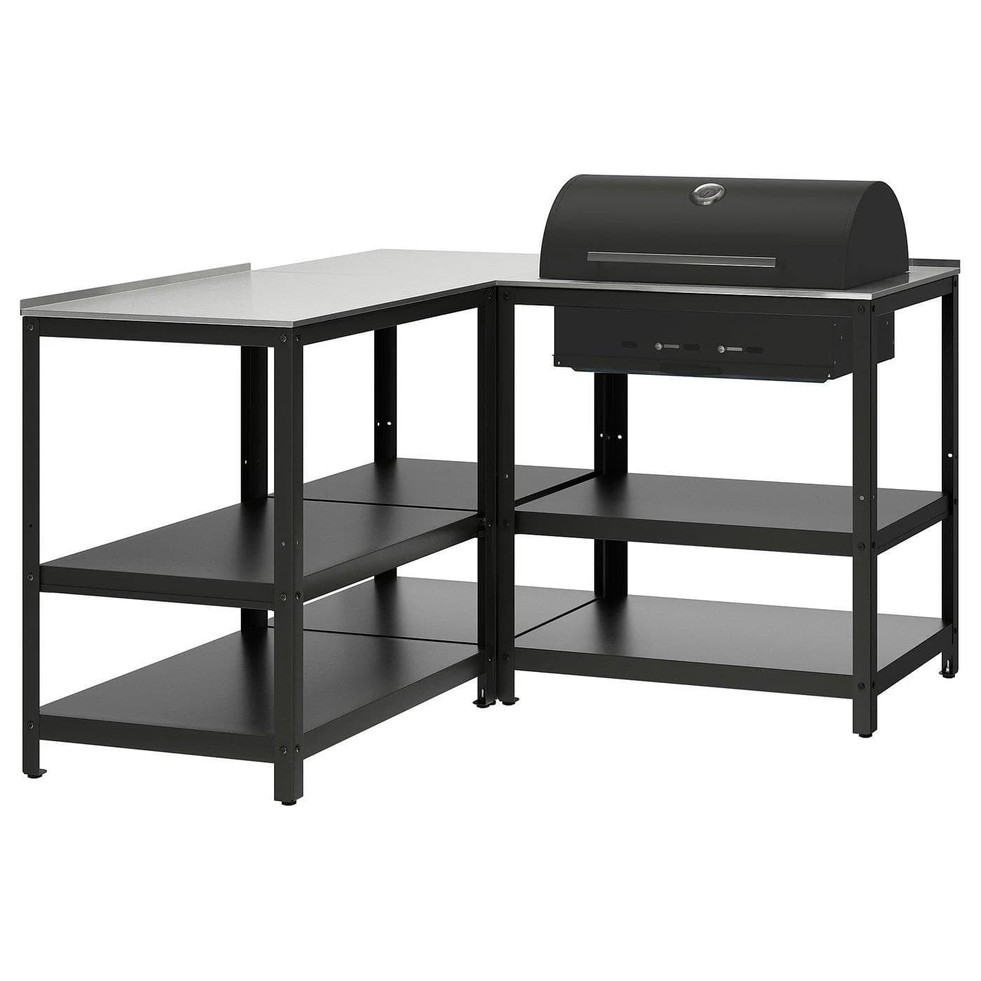 IKEA GRILLSKÄR Kohlegrill mit Kücheninsel Edelstahl Grau