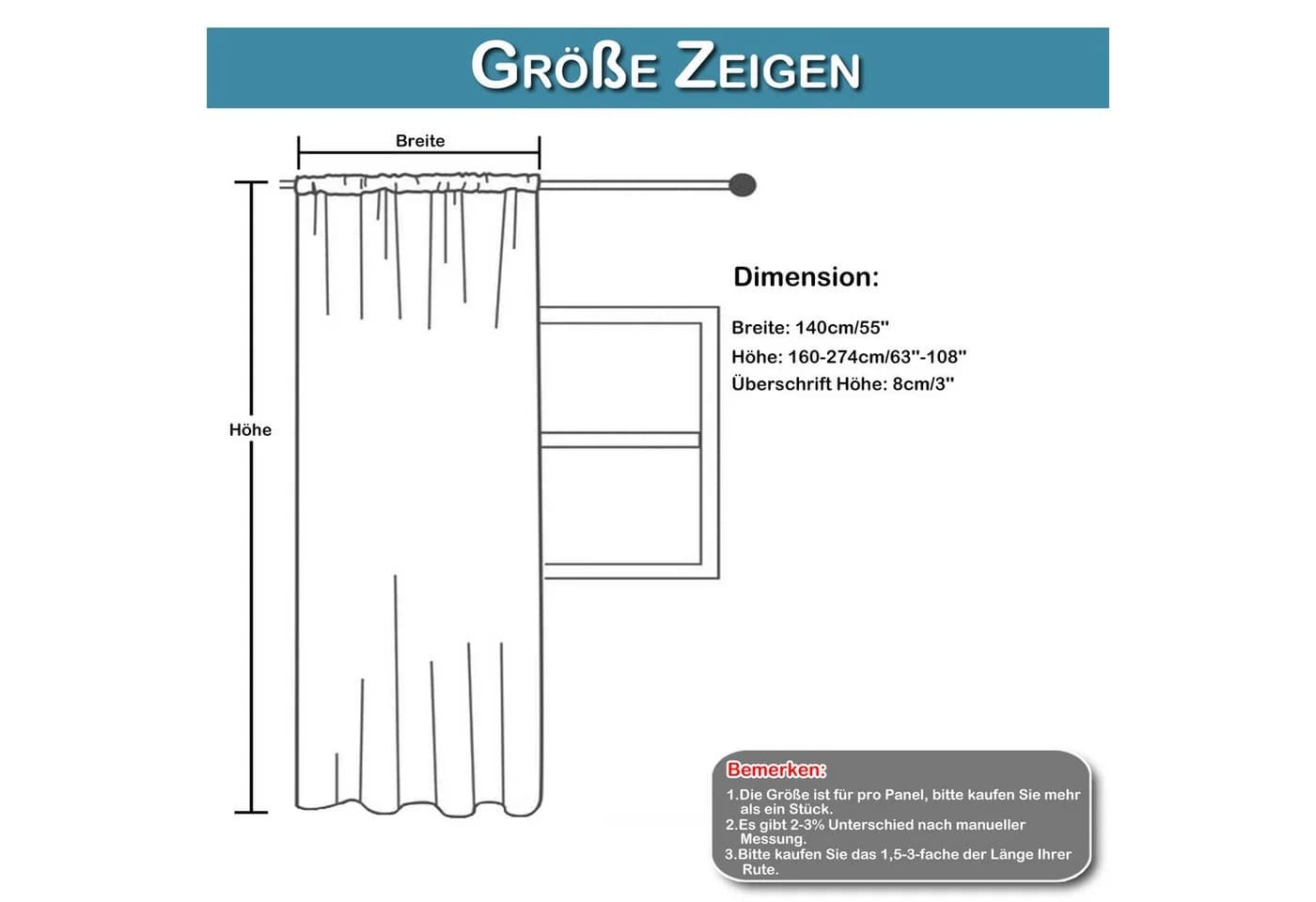 Rosnek Gardine Boho Weiß mit Pompom Stangendurchzug
