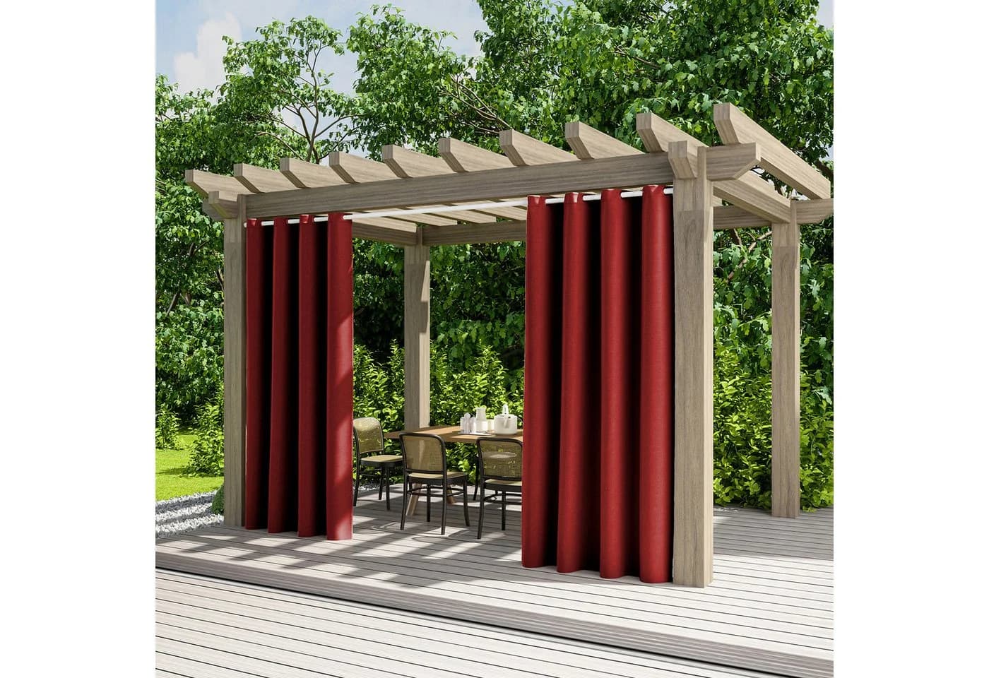 Jibenhome Outdoorgardine Wetterfest Rot mit Ösen