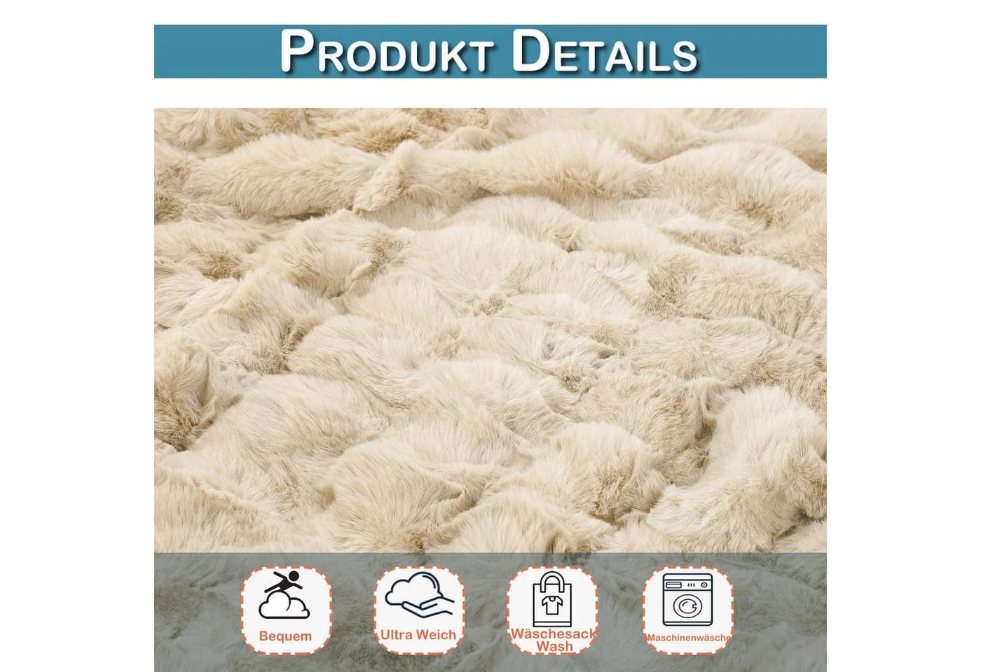 Sunicol Plüsch Kuscheldecke Flauschig Sofaüberwurf Beige