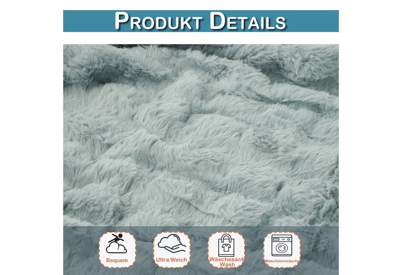 Sunicol Kuscheldecke Grau Flauschig Polyester Überwurf