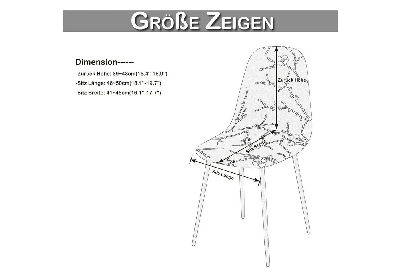 Rosnek Stuhlhusse Stretch Bedruckt Geometrisch Floral für Schalenstuhl