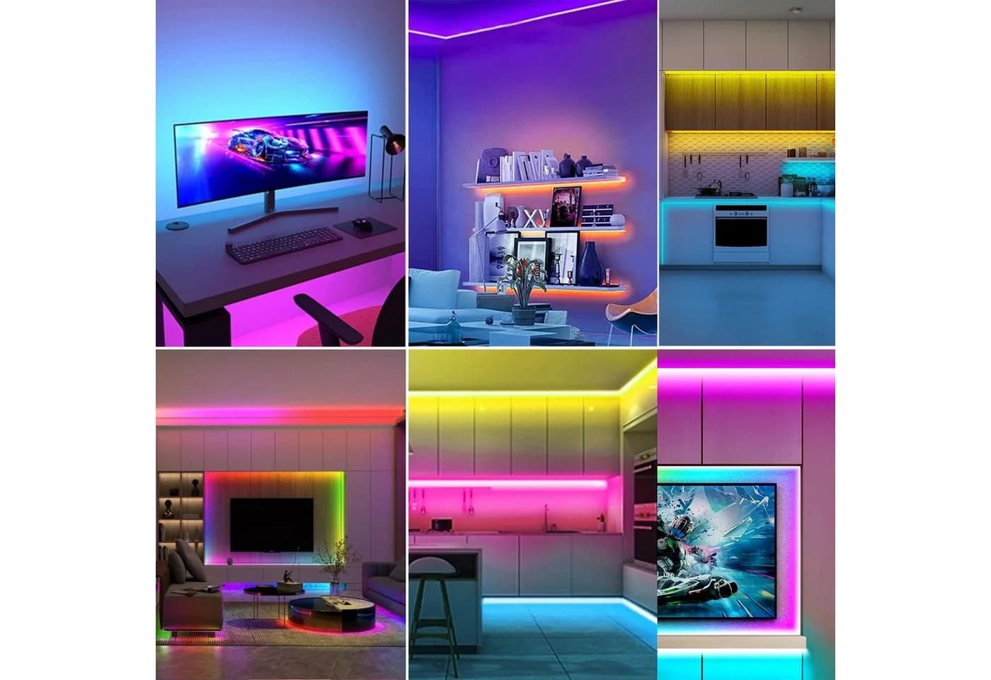 Rosnek LED Stripe 2/5M RGB USB Fernbedienung App Schlafzimmer TV Hintergrundbeleuchtung Computer Monitore Deko