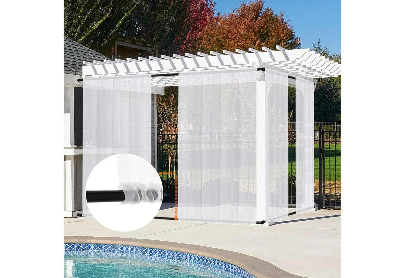 BTTO Terrassenvorhang Winddicht Transparent Polyester