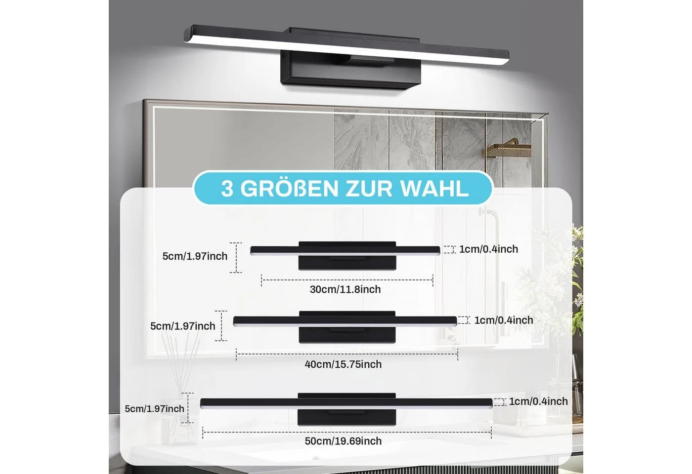 Jibenhome LED Wandleuchte Schwarz Aluminium 330° Drehbar Dimmbar