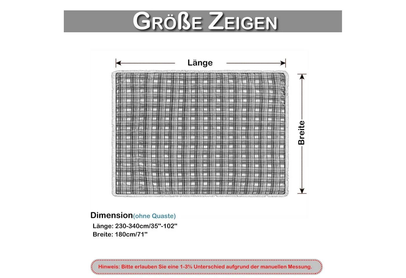 BTTO Sofaschoner mit Quasten Karo Rot