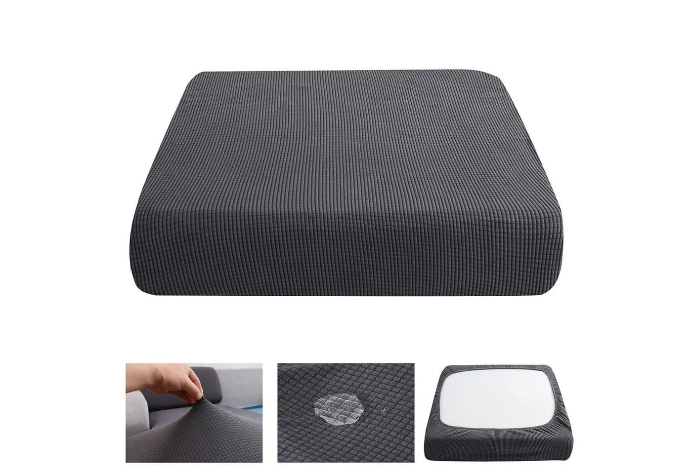 BTTO Sofahusse Stretch Grau Jacquard Wasserabweisend