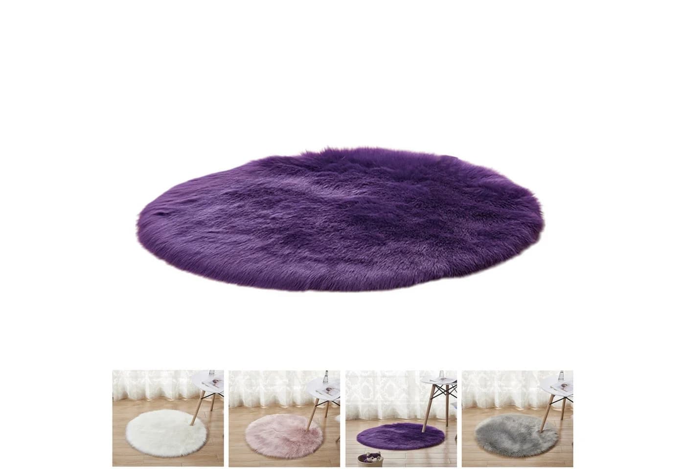 BTTO TEPP Runder Zottelteppich Lila Polyester Hochflor