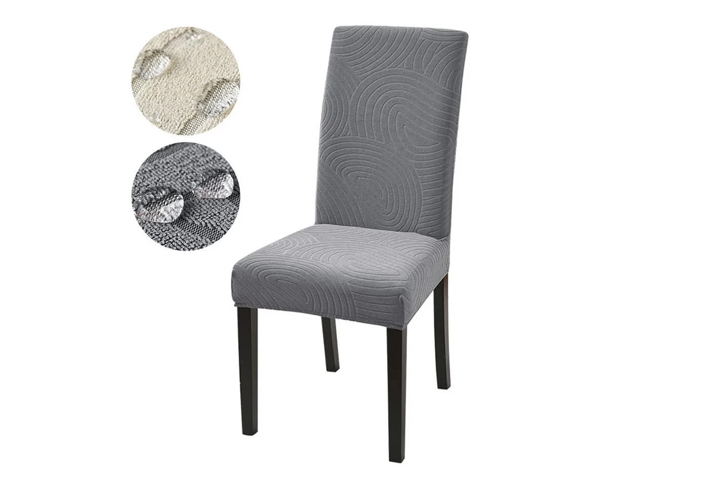 BTTO Stuhlhusse Universal Stretch Stuhlbezug Grau Jacquard