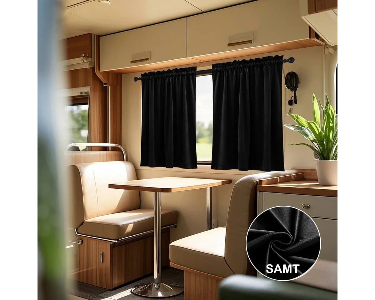 Rosnek Verdunkelungsvorhang Blickdichte Samt Kurz Fenster für Wohnwagen Schlafzimmer Wohnzimmer
