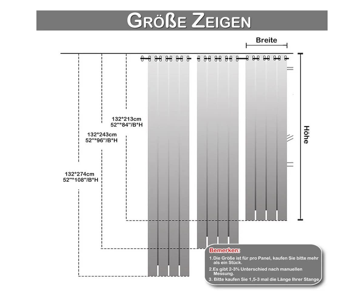 Qelus Outdoorvorhang Wasserdicht & Blickdicht mit Ösen Schwarz