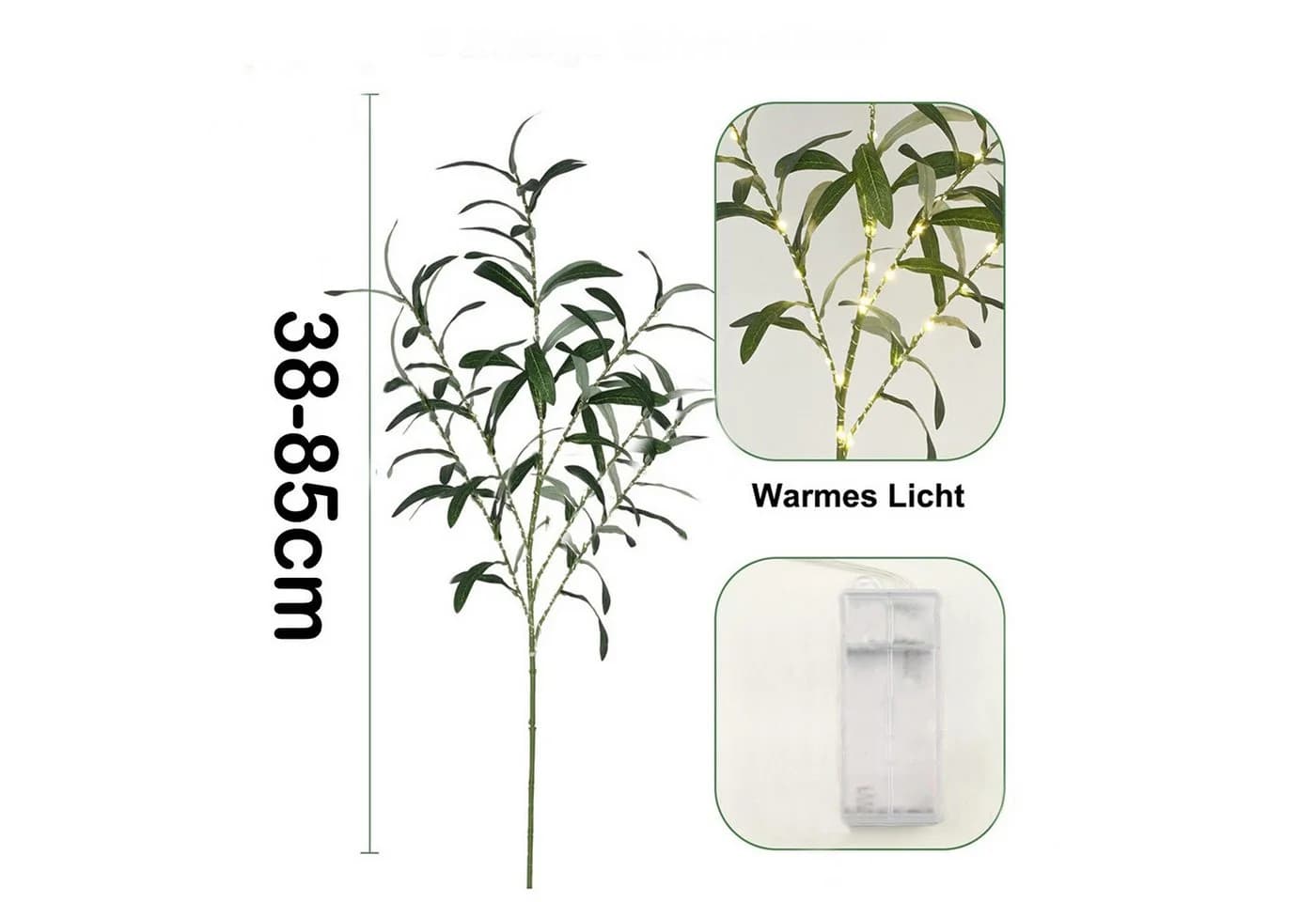 MUPOO LED Dekolicht Beleuchtete Künstliche Eukalyptus & Olivenzweige Warmweiß