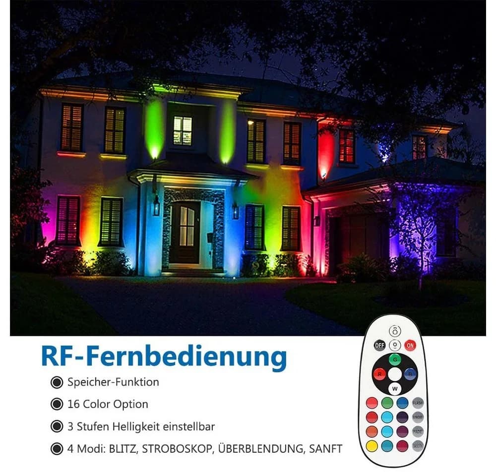 Rosnek LED Gartenleuchte RGB dimmbar mit Fernbedienung