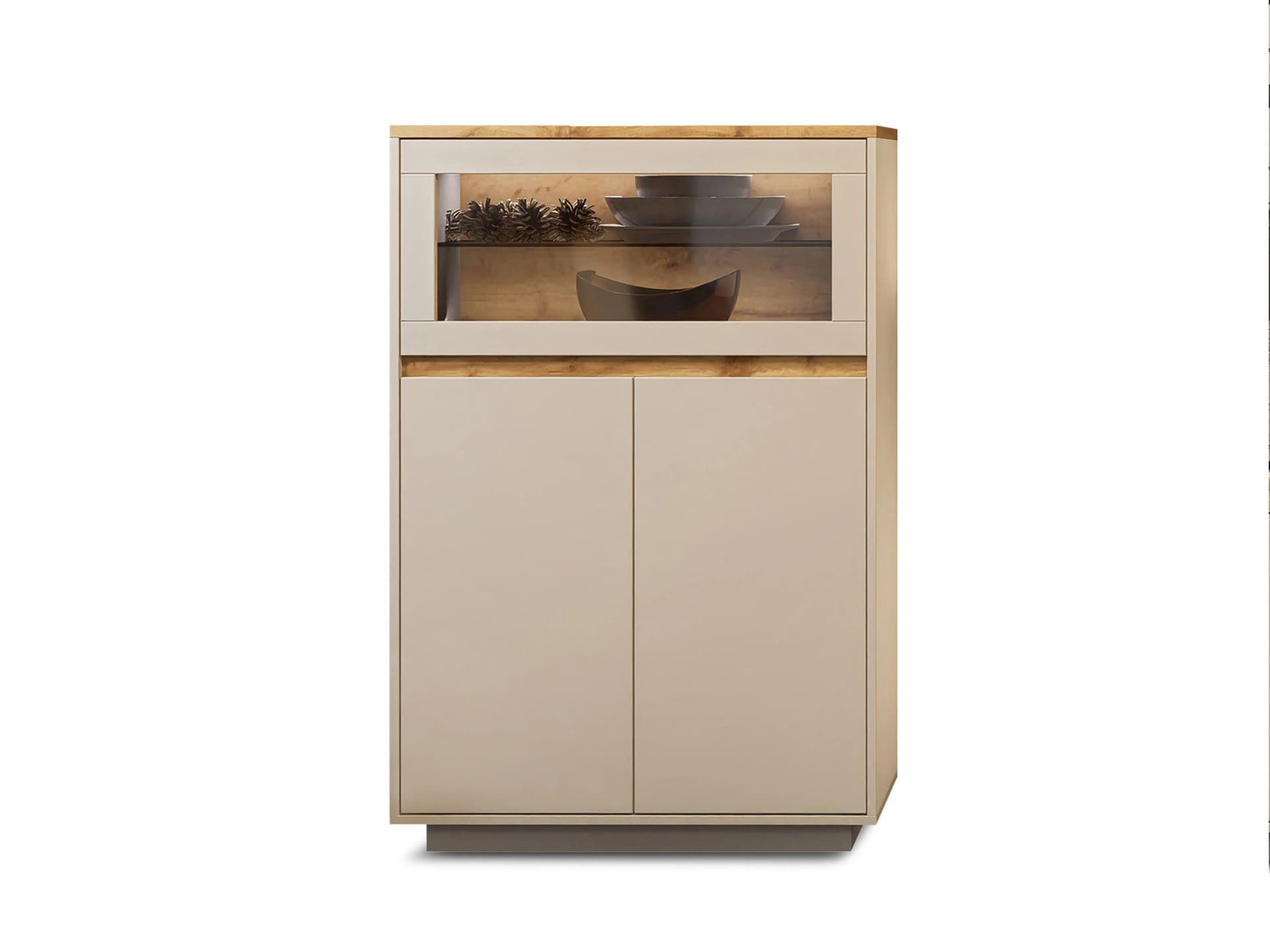 Highboard vito FIESTA Kaschmir/Eiche Grau Glas Softclose