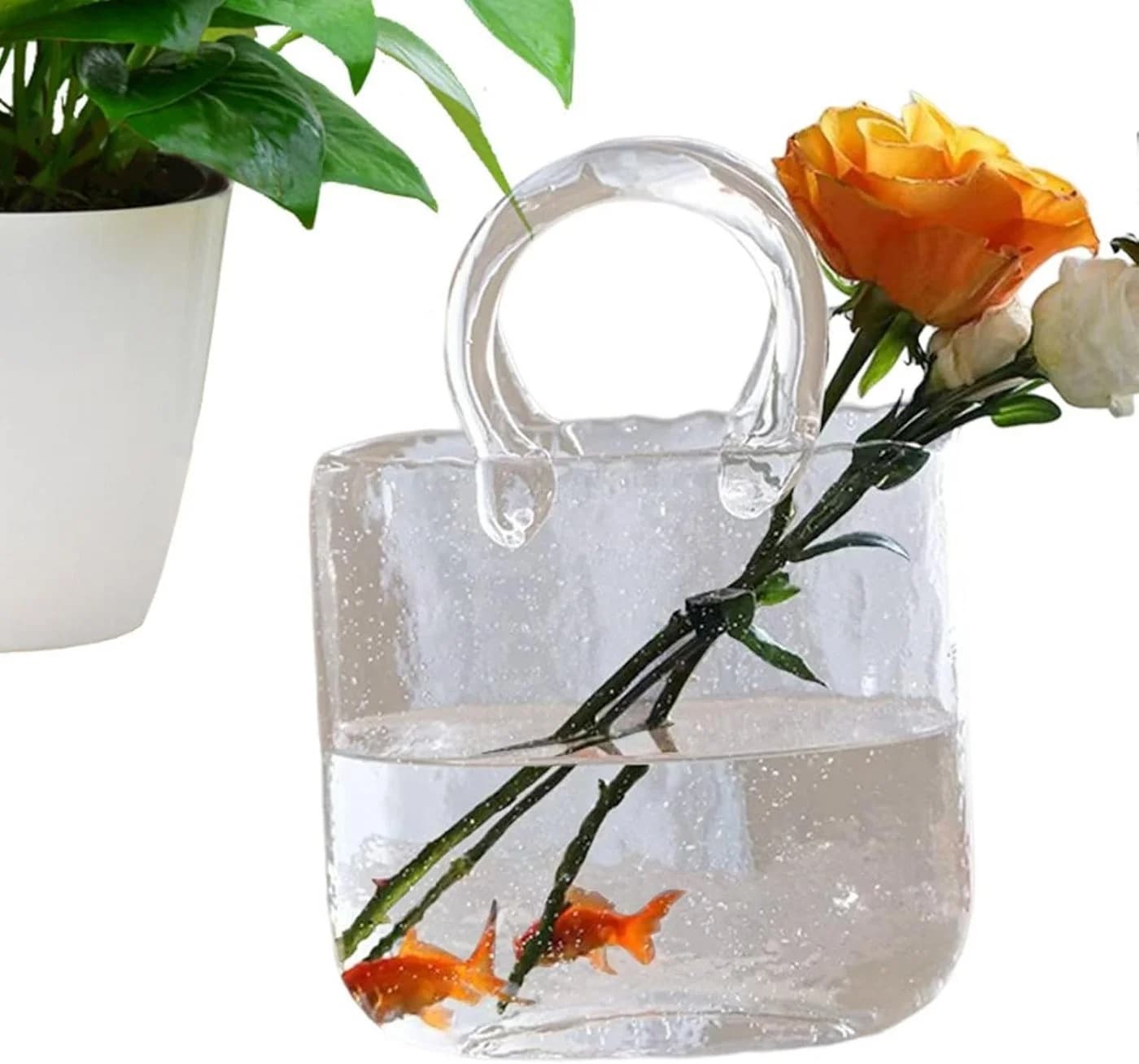 FELIXLEO Dekovase Groß Glas-Geldbörsen-Vase Transparent