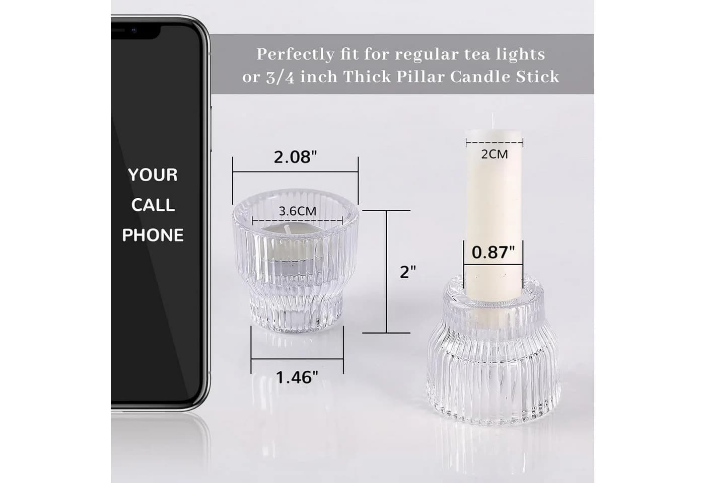 FELIXLEO Teelichthalter 12er Pack Klare Glas Kerzenhalter Hochzeit Tischdeko