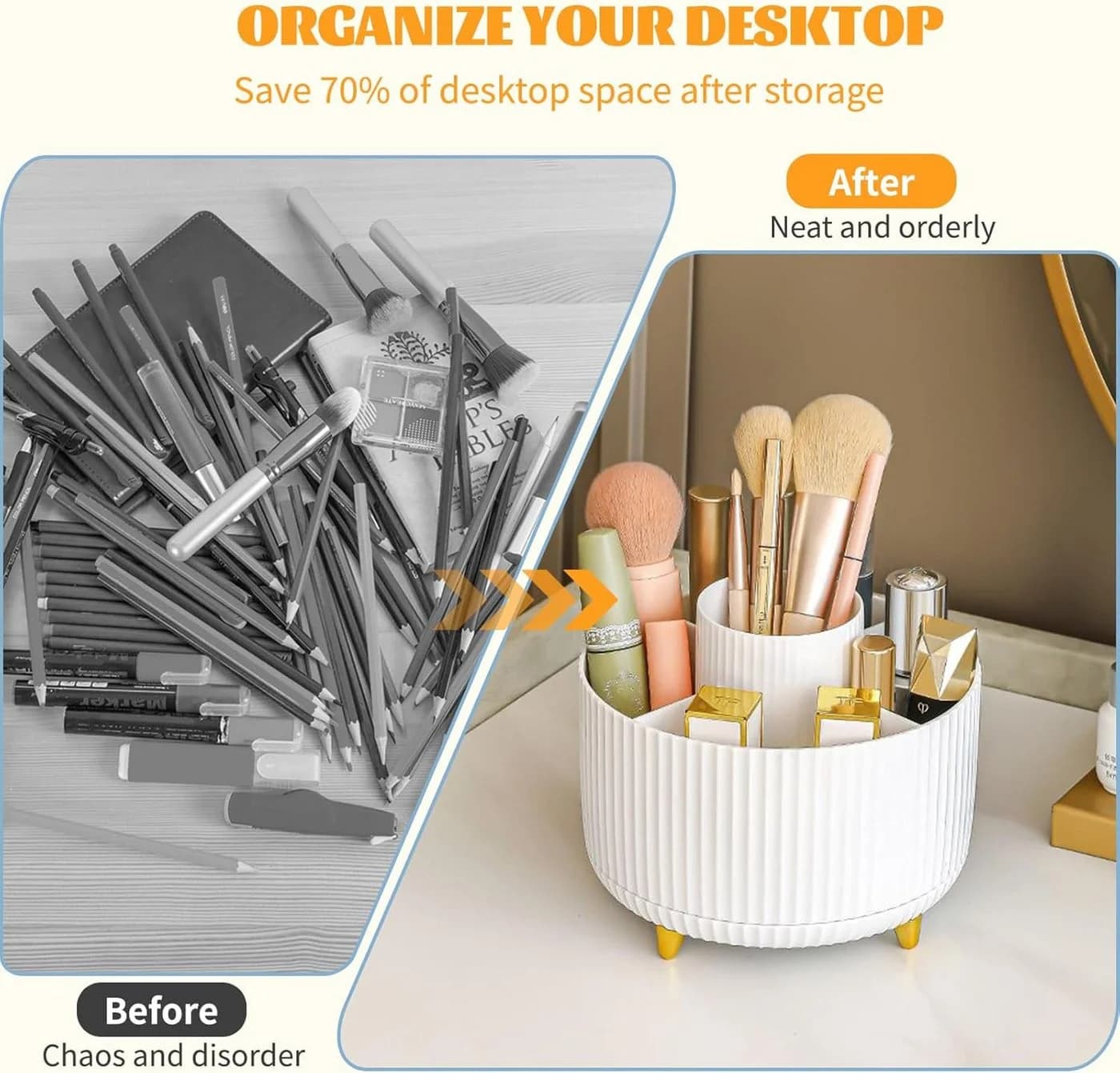 FELIXLEO Kosmetik Organizer 360° drehbar 5 Fächer Weiß