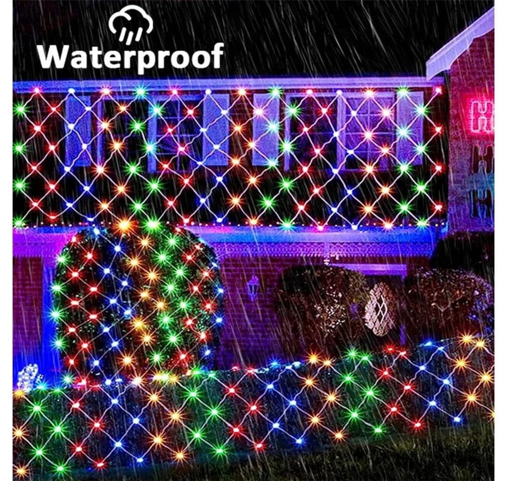 FELIXLEO LED-Lichternetz Blau 2x2m 8 Modi Garten
