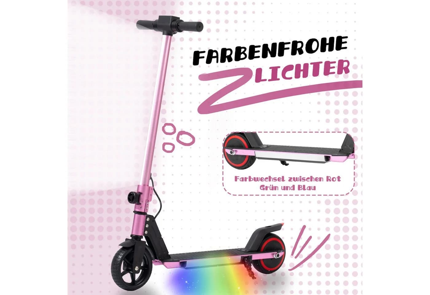 Vankel Elektro-Kinderroller 6-15 Jahre Rosa